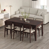 Oslo Solid Sheesham Wood 6 Seater Dining Table Set - Walnut Finish