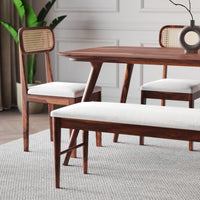 Solid Wood Dining Table 6 Seater Set with Bench for Dining Room