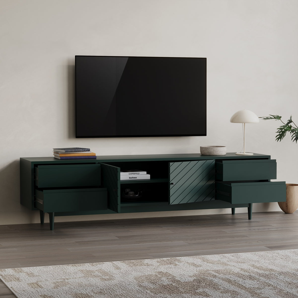 Wooden Tv Unit with Storage for Bedroom