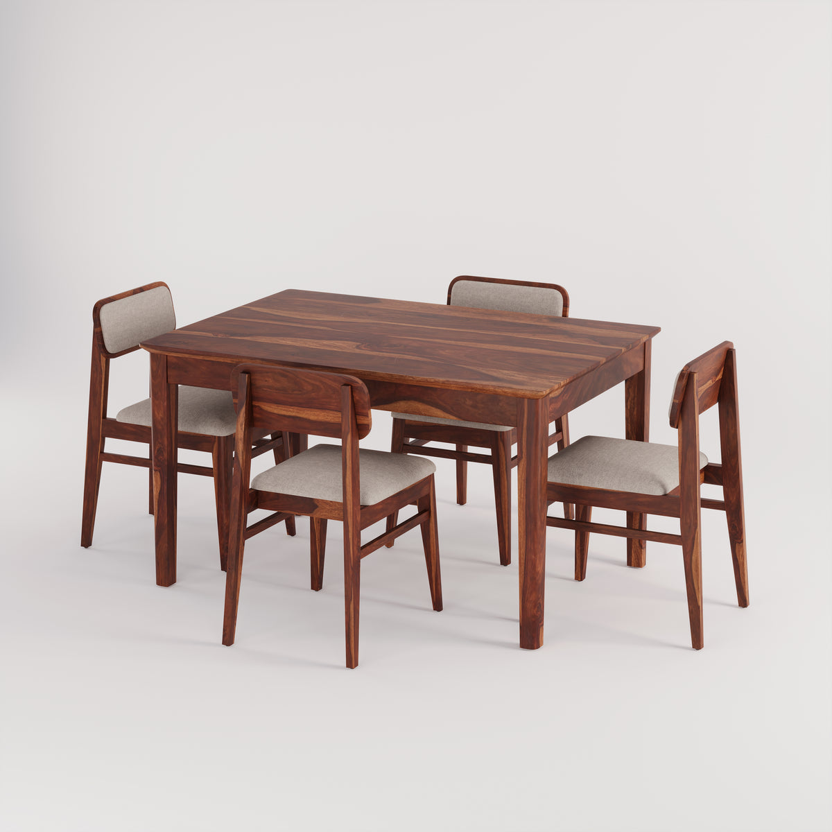 Oslo Solid Sheesham Wood 4 Seater Dining Table Set - Honey Finish