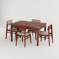 Oslo Solid Sheesham Wood 4 Seater Dining Table Set - Honey Finish