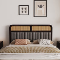Wooden Queen Size bed without Storage in Walnut Finish for Bedroom