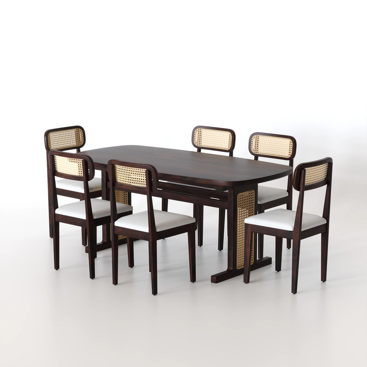 Wooden Dining Table 6 Seater in Walnut Finish