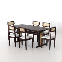 Wooden Dining Table 6 Seater in Walnut Finish