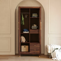 Sheesham Wood Wardrobe with Cane & Mirror
