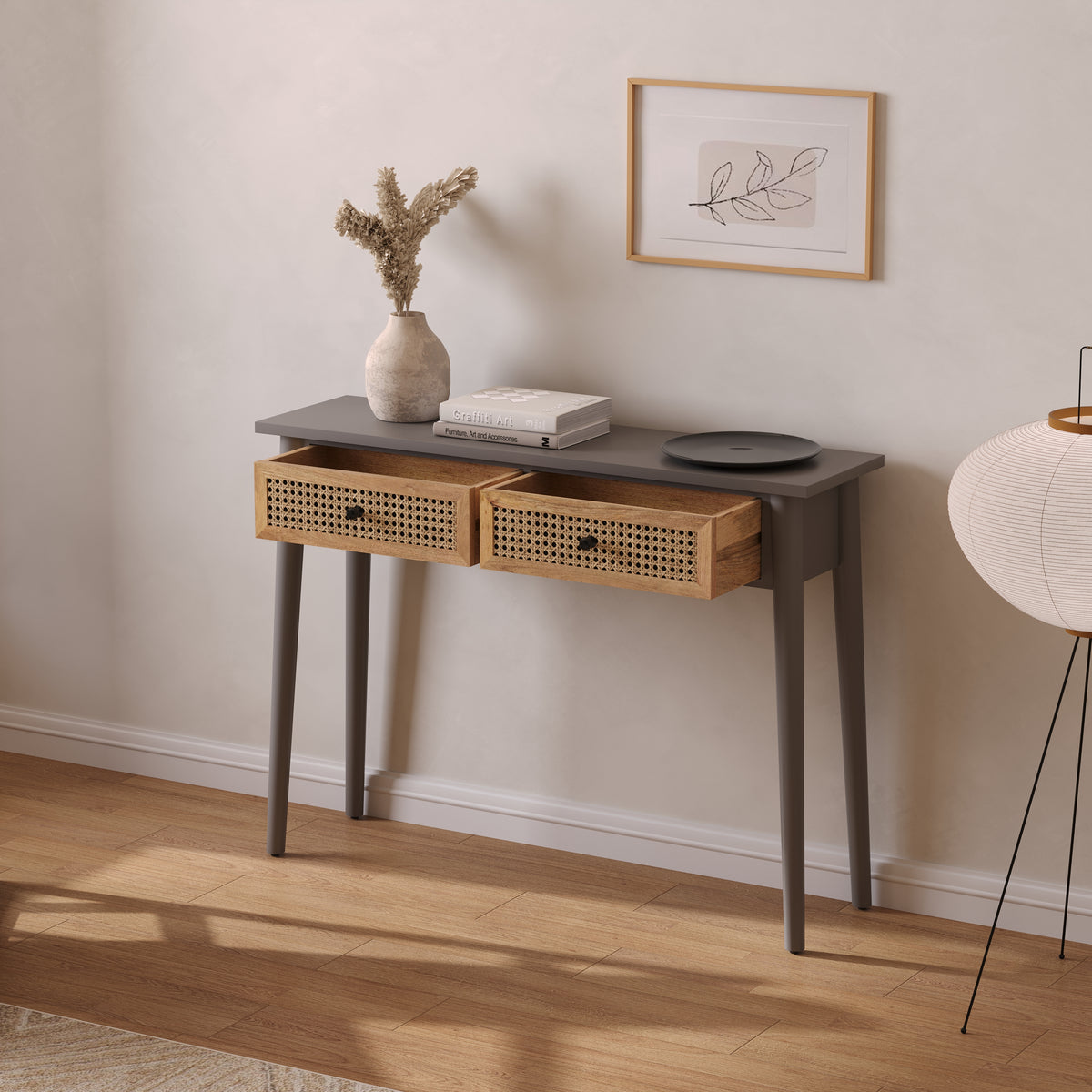 Solid Wood Console Table with Drawers