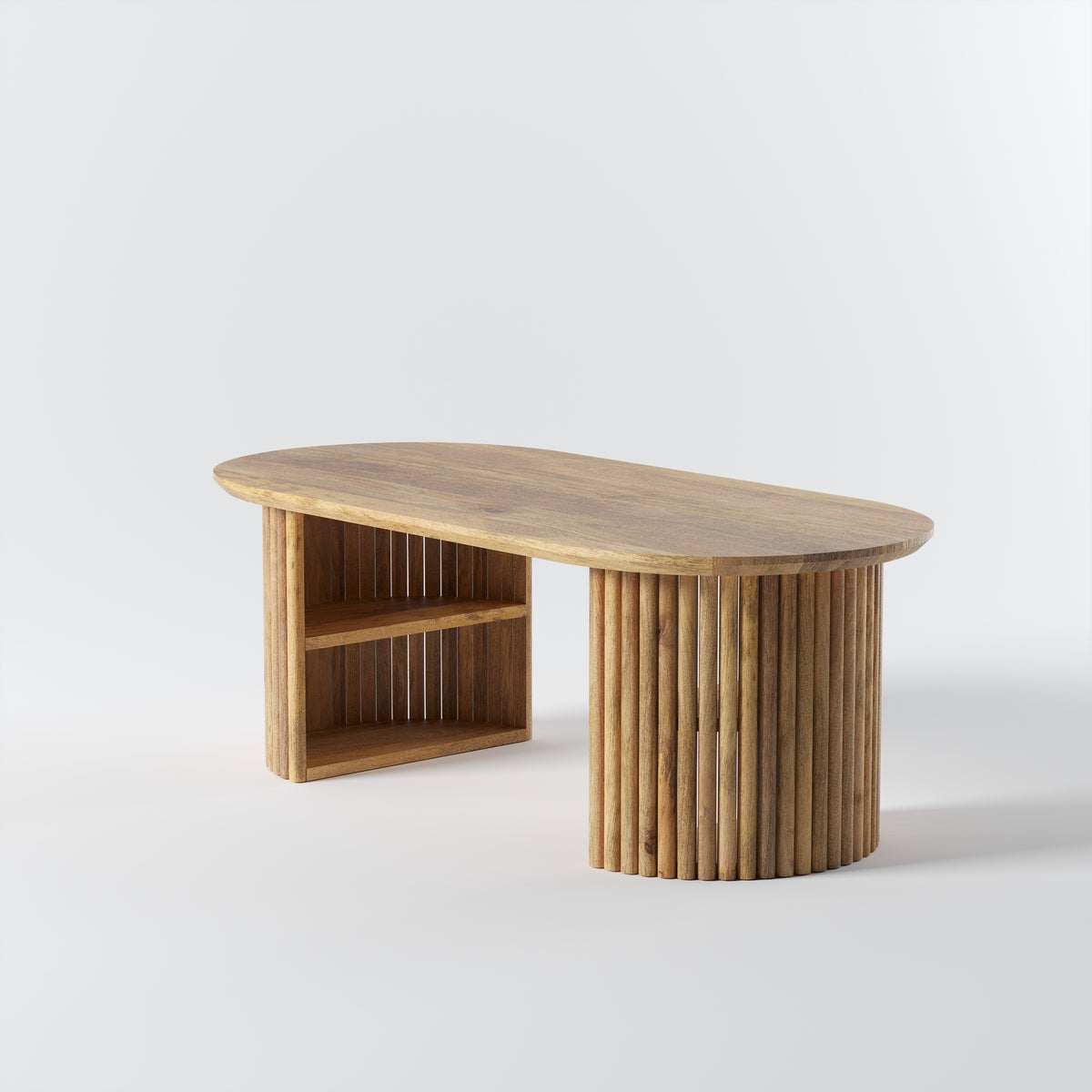 Mango Wood Semi Round Center Table