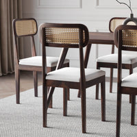 6 Seater Sheesham Wood Dining Table Set with Cane Back Chairs