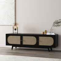 Solid Wood TV Cabinet in Cane Design