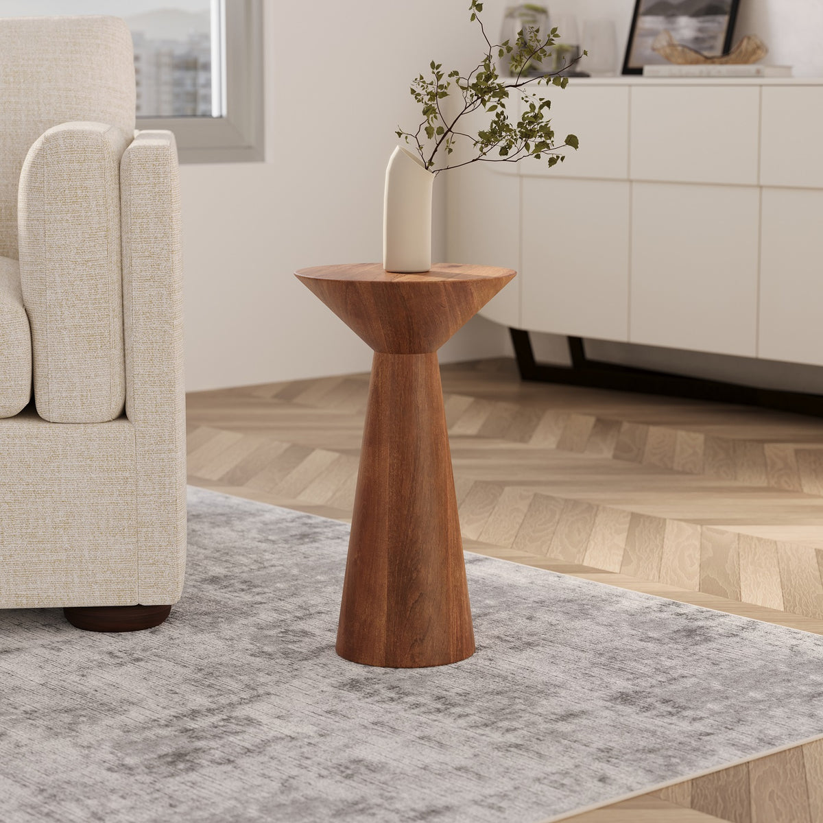 Wooden Side End Tables | Pedestal Accent Table Set for Home