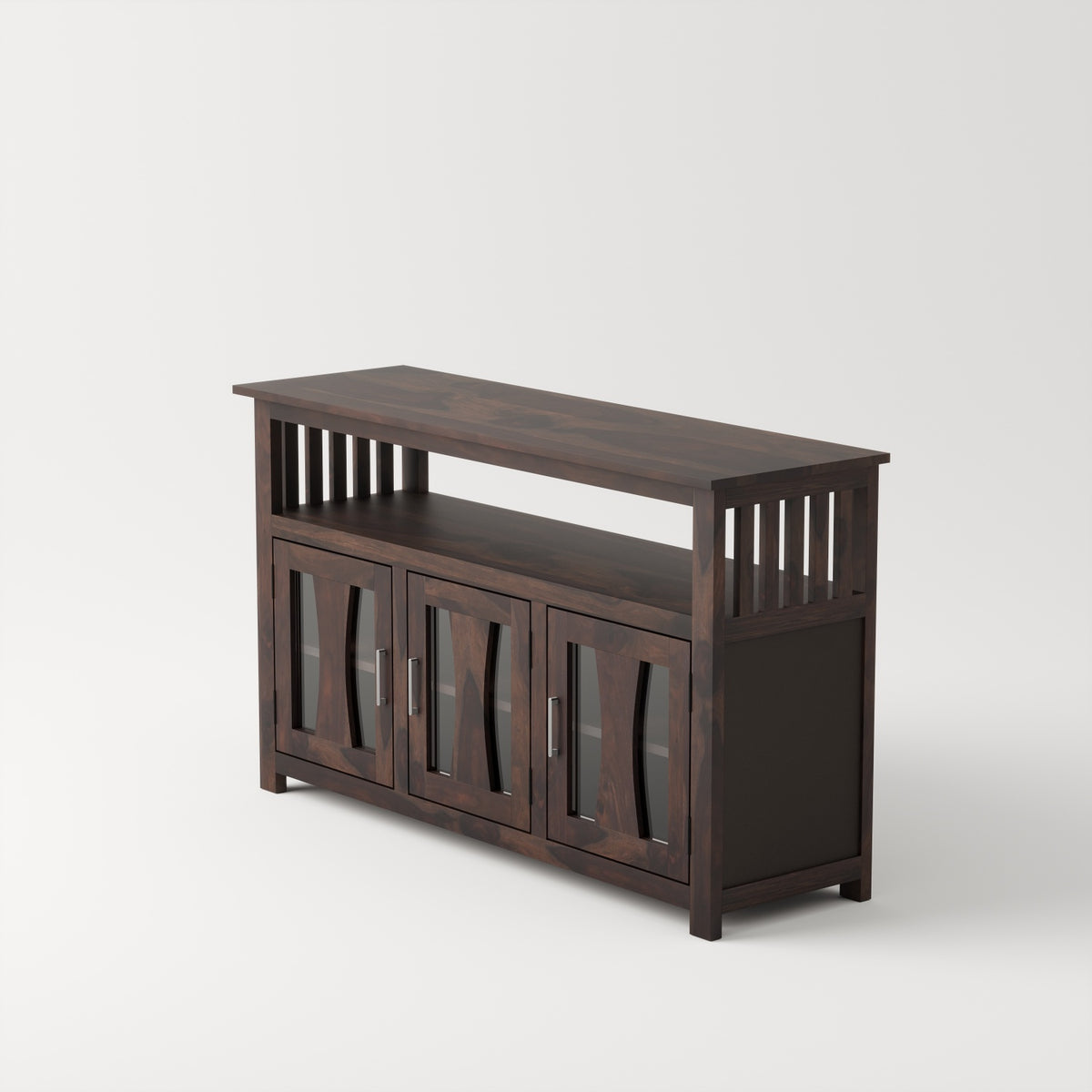 3 Door Wooden Storage Buffet Cabinet with Open Shelf