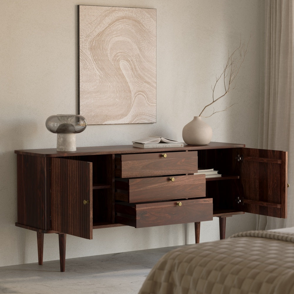 Sheesham Wood Sideboard Buffet with 3 Drawers