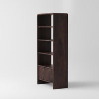 Wooden Bookcase with Open Shelves & 2 Door Fluted Cabinet