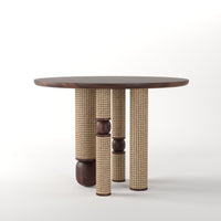 Wooden Round Dining Table with Decorative Pedestal Base
