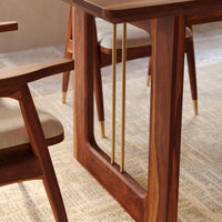 Sheesham Wood Dining Table 4 Seater with Modern Metal Accent Design