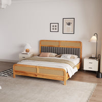 Wooden King Size bed without Storage in Natural Finish for Bedroom