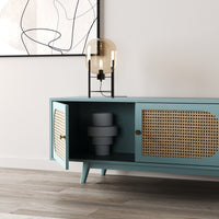 Solid Wood TV Cabinet in Cane Design