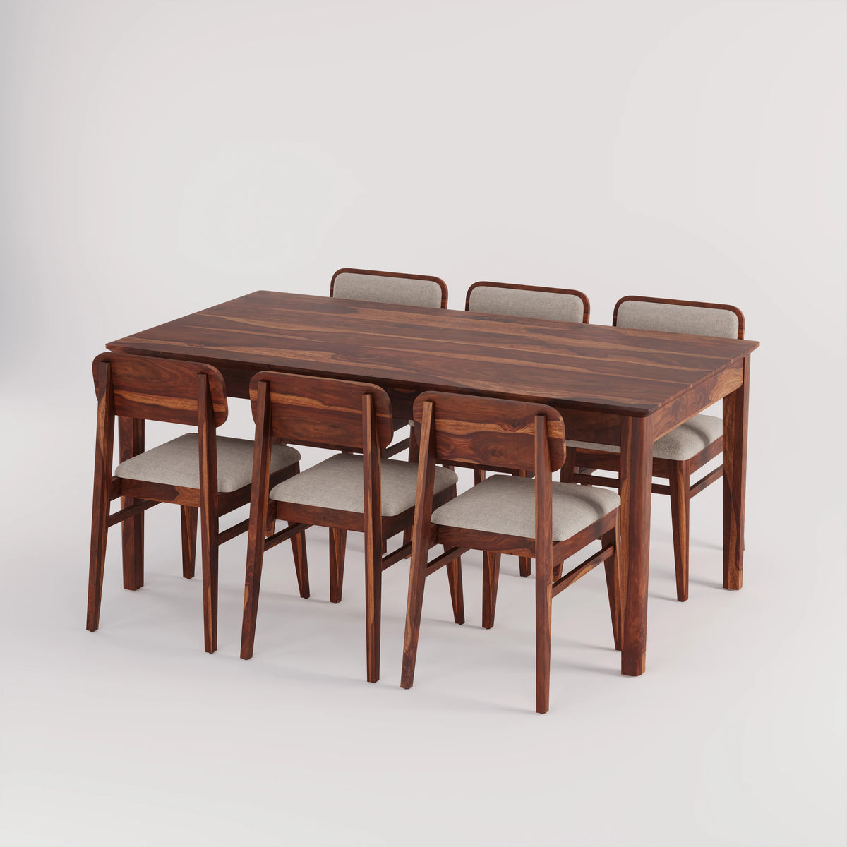 Oslo Solid Sheesham Wood 6 Seater Dining Table Set - Honey Finish