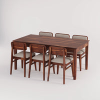 Oslo Solid Sheesham Wood 6 Seater Dining Table Set - Honey Finish
