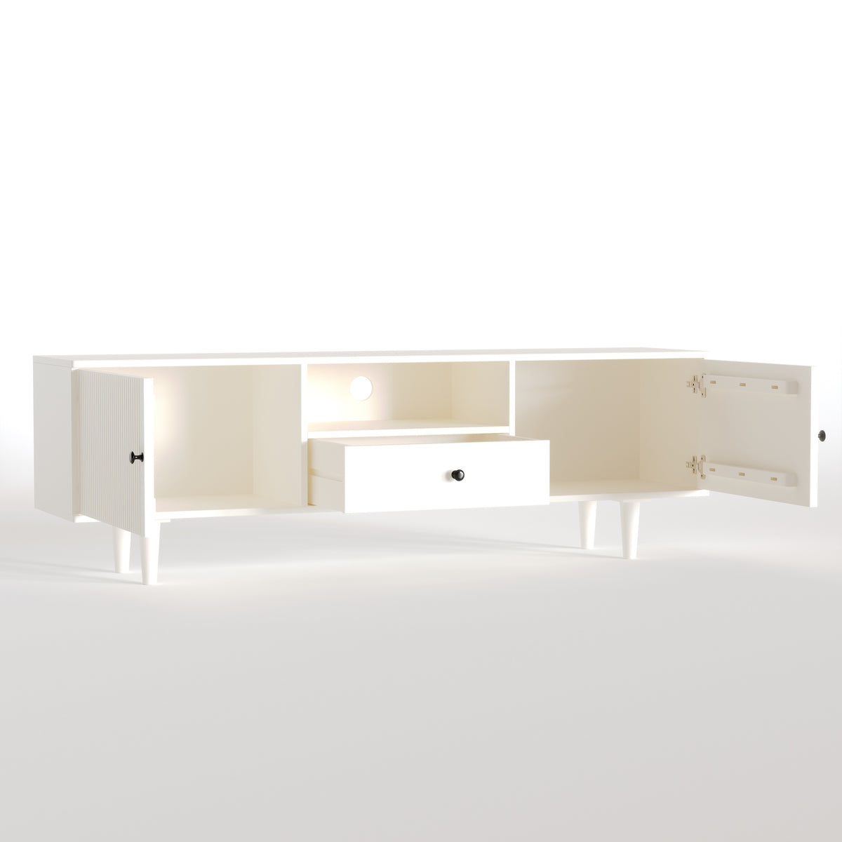 Solid Wood TV Entertainment Unit with Storage