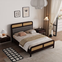 Wooden Queen Size bed without Storage in Walnut Finish for Bedroom