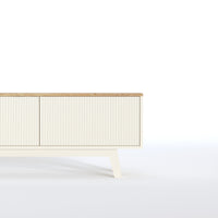 Solid Wood Entertainment Unit with Cabinet Storage