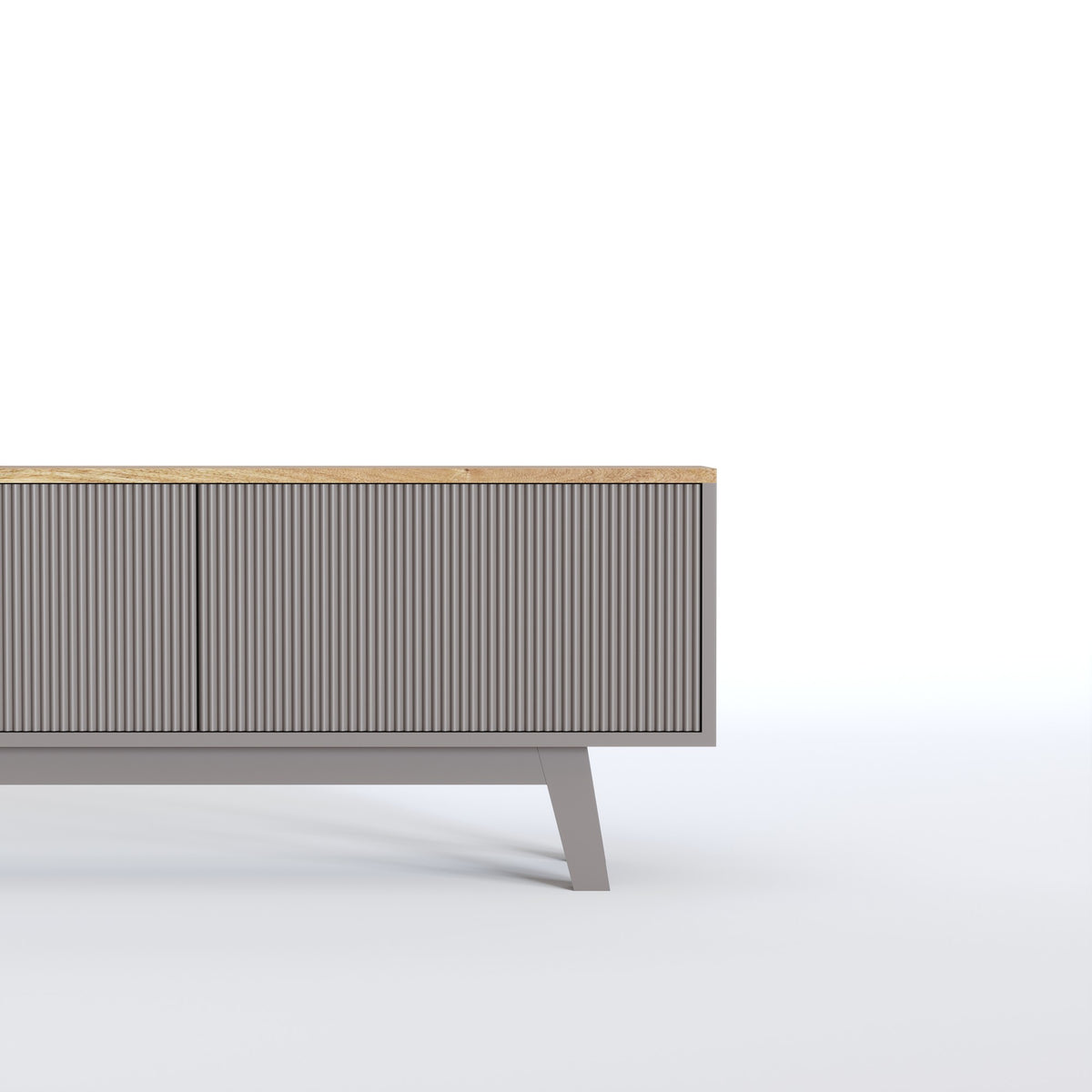 Solid Wood Entertainment Unit with Cabinet Storage