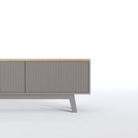 Solid Wood Entertainment Unit with Cabinet Storage