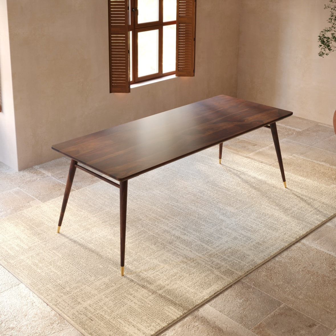 Sheesham Wood 8 Seater Dining Table Set with Cane Back Chairs