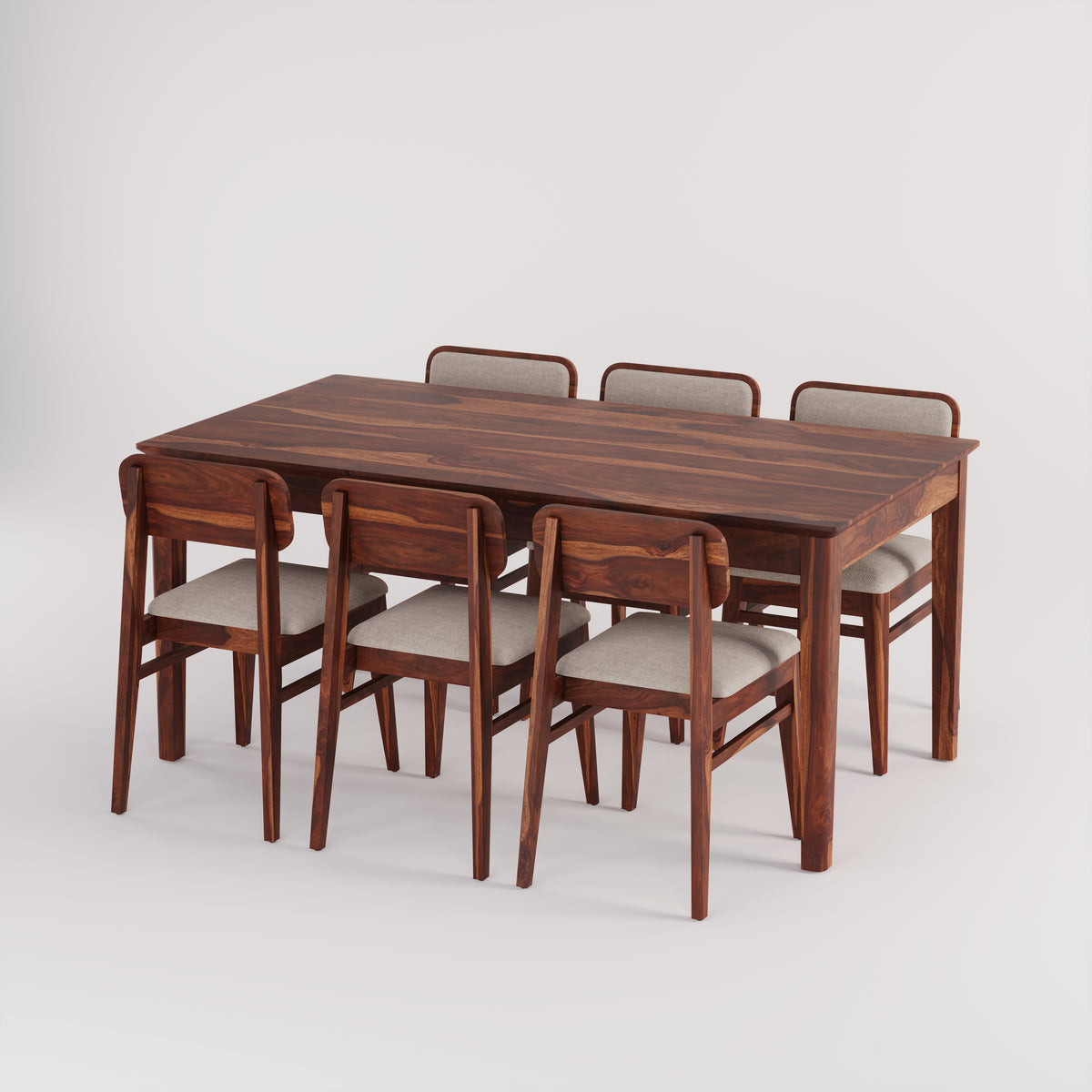 Oslo Solid Sheesham Wood 6 Seater Dining Table Set - Honey Finish