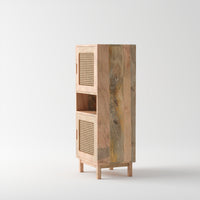 Wooden Freestanding Bookshelf with Cane Doors