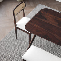 Solid Wood Dining Table 6 Seater Set with Bench for Dining Room