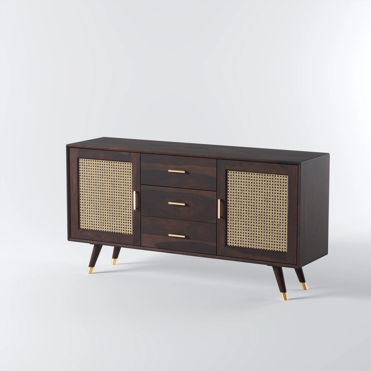 Wooden Sideboard Cabinet with Drawer in Walnut Finish