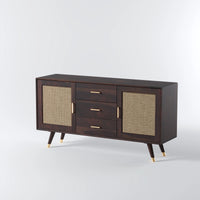 Wooden Sideboard Cabinet with Drawer in Walnut Finish