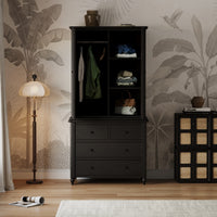 Solid Sheesham Wood Wardrobe with 2 Door Cabinet & 4 Drawers