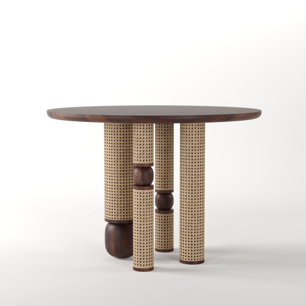 Sheesham Wood Dining Chair with Cane Back and Upholstered Seat