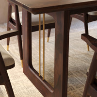 Wooden Dining Table 6 Seater with Modern Metal Accent Design