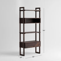 Wooden Tall Bookcase with Open Shelves & Storage