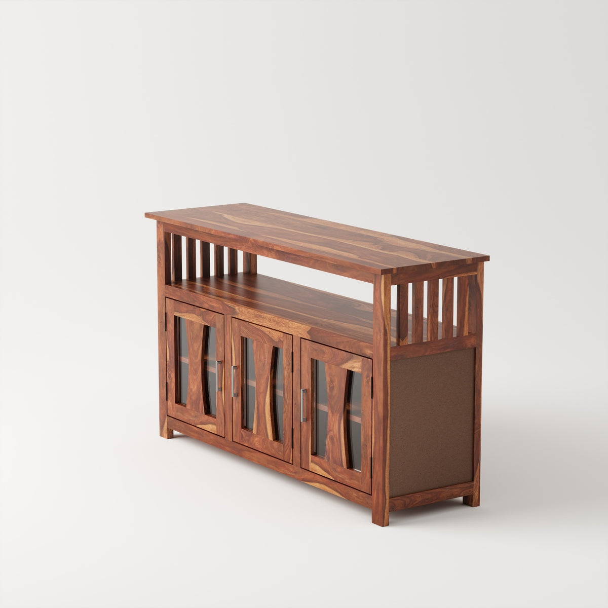 3 Door Wooden Storage Buffet Cabinet with Open Shelf