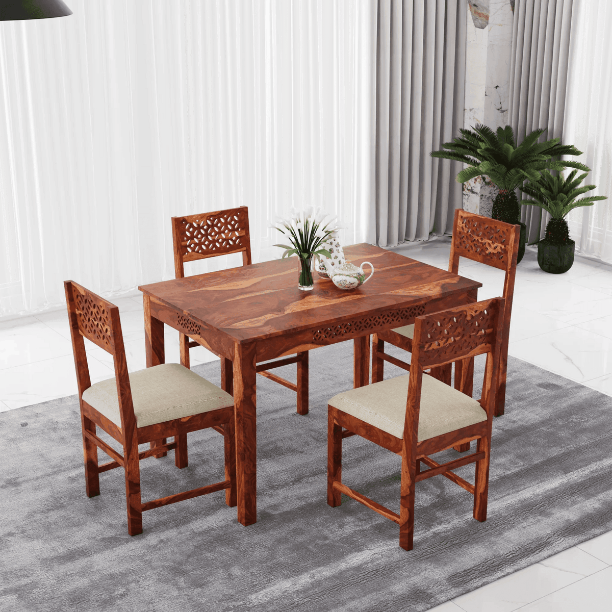 4 Seater dining set made of solid sheesham wood