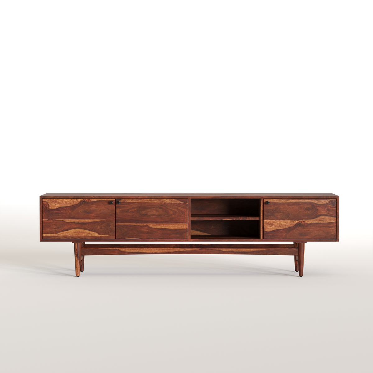 Solid Wood TV Cabinet with Storage and Drawers