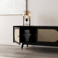 Solid Wood TV Cabinet in Cane Design