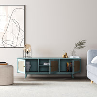 Solid Wood TV Cabinet in Cane Design