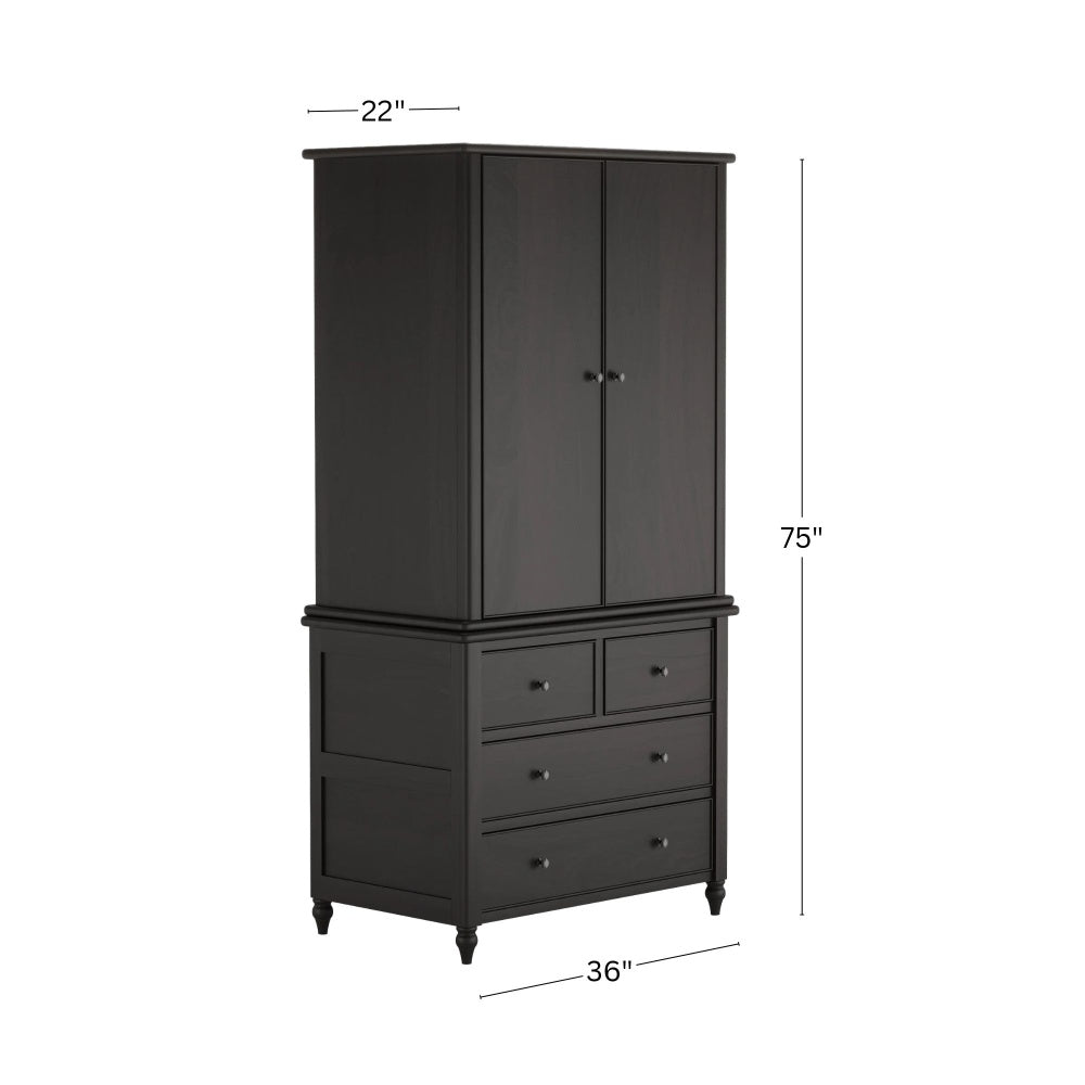 Solid Sheesham Wood Wardrobe with 2 Door Cabinet & 4 Drawers