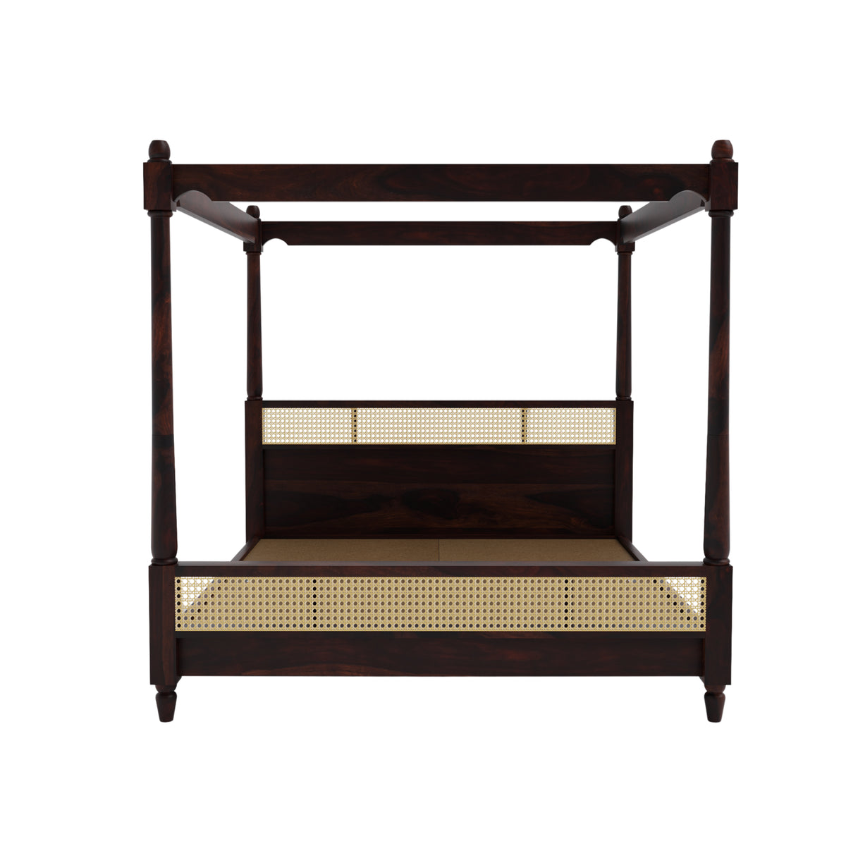 Wooden King Size Poster Bed without Storage for Bedroom