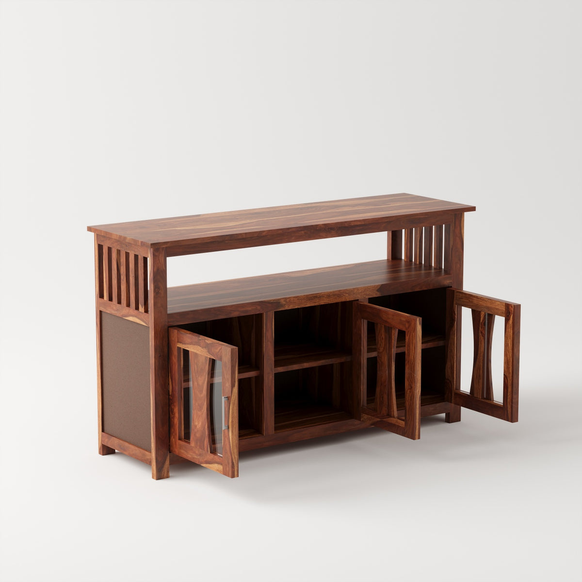 3 Door Wooden Storage Buffet Cabinet with Open Shelf