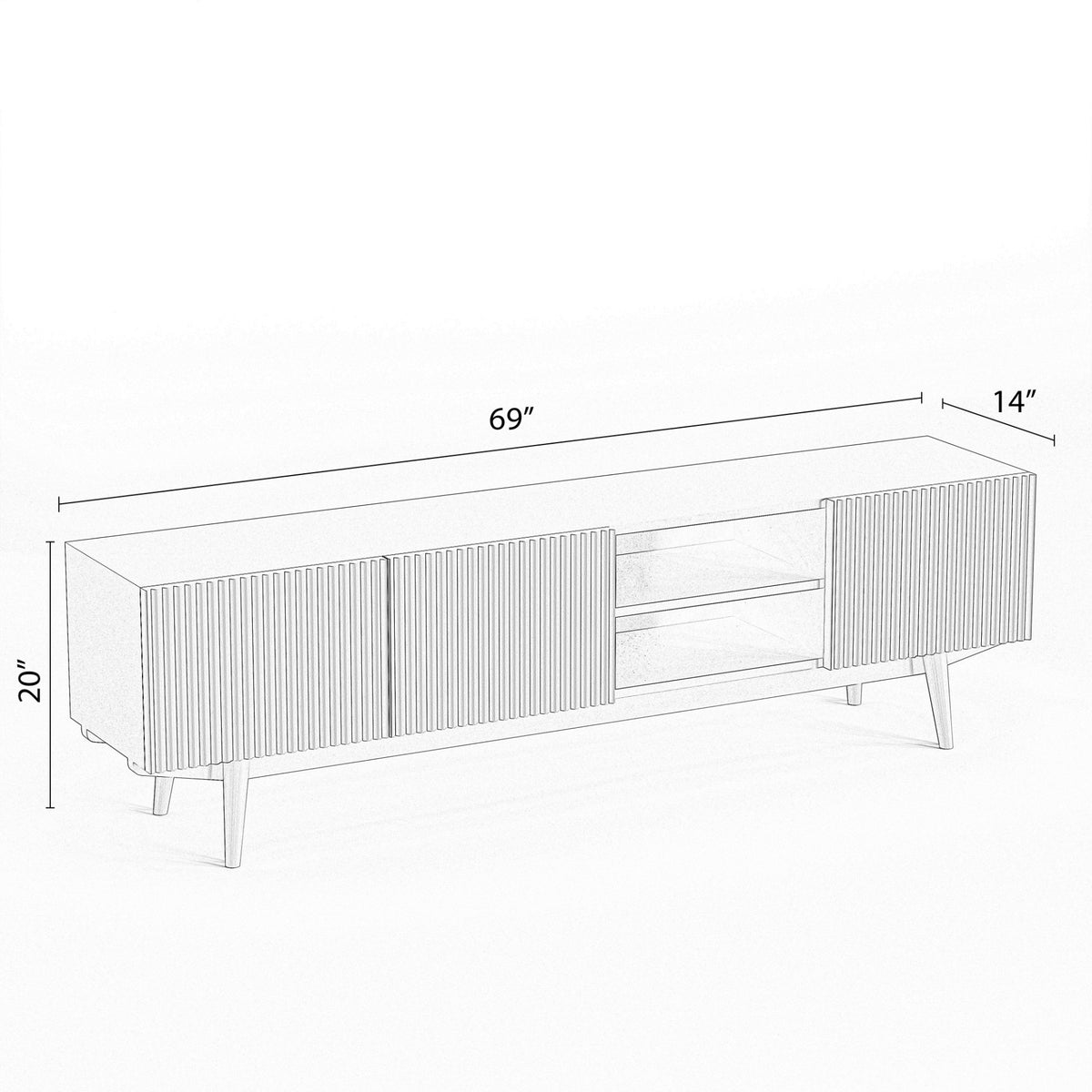 Solid Wood Tv Unit with Storage