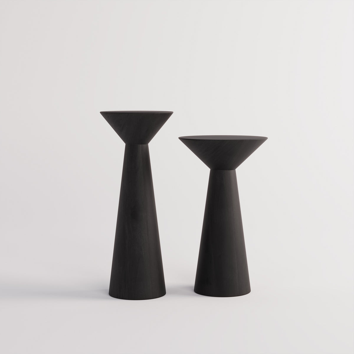 Wooden Side End Table Set of 2 | Pedestal Accent Table for Living Room