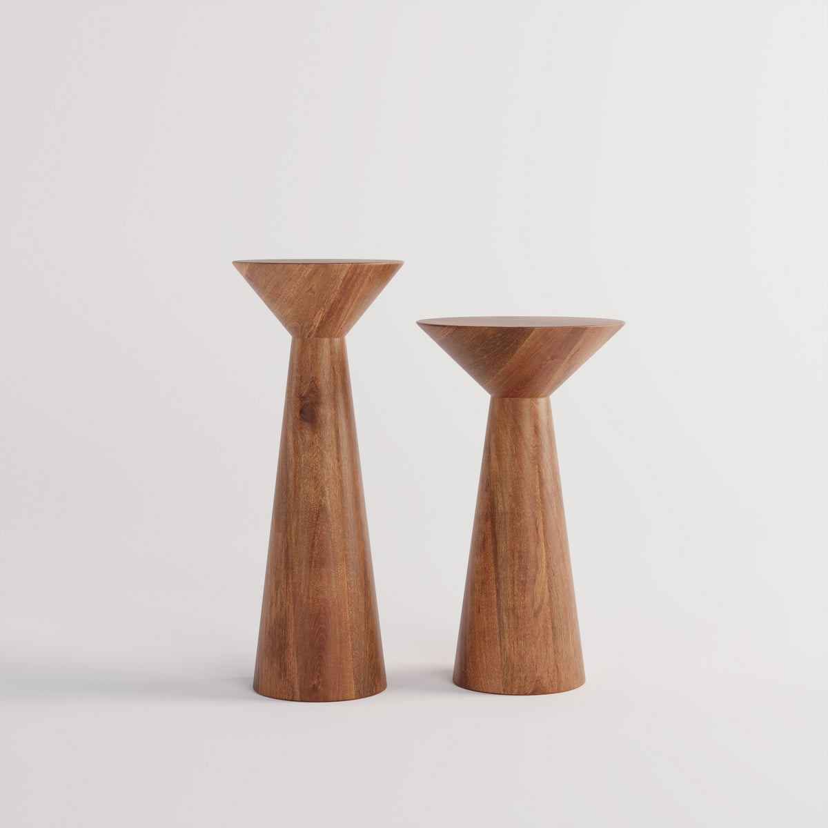 Wooden Side End Tables | Pedestal Accent Table Set for Home