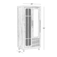 Sheesham Wood Wardrobe with Cane & Mirror